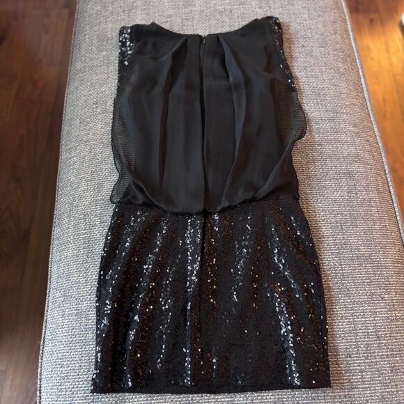 Jessica McClintock Black Sequin Blouson Top/Fitted Skirt Cocktail Dress | Sz 2 - Picture 4 of 9
